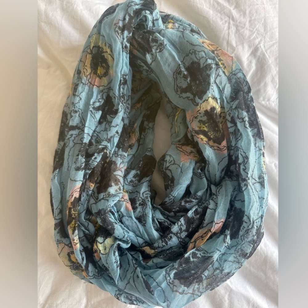 Blue and Black Infinity Scarf with Ethereal Texture